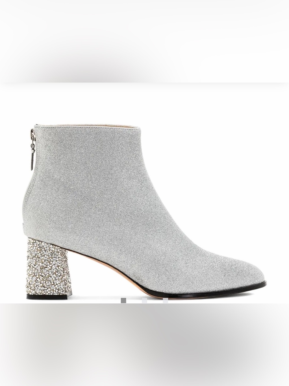 Sophia Webster Stella Mid Ankle Boot Silver Glitter & Silver Crystal